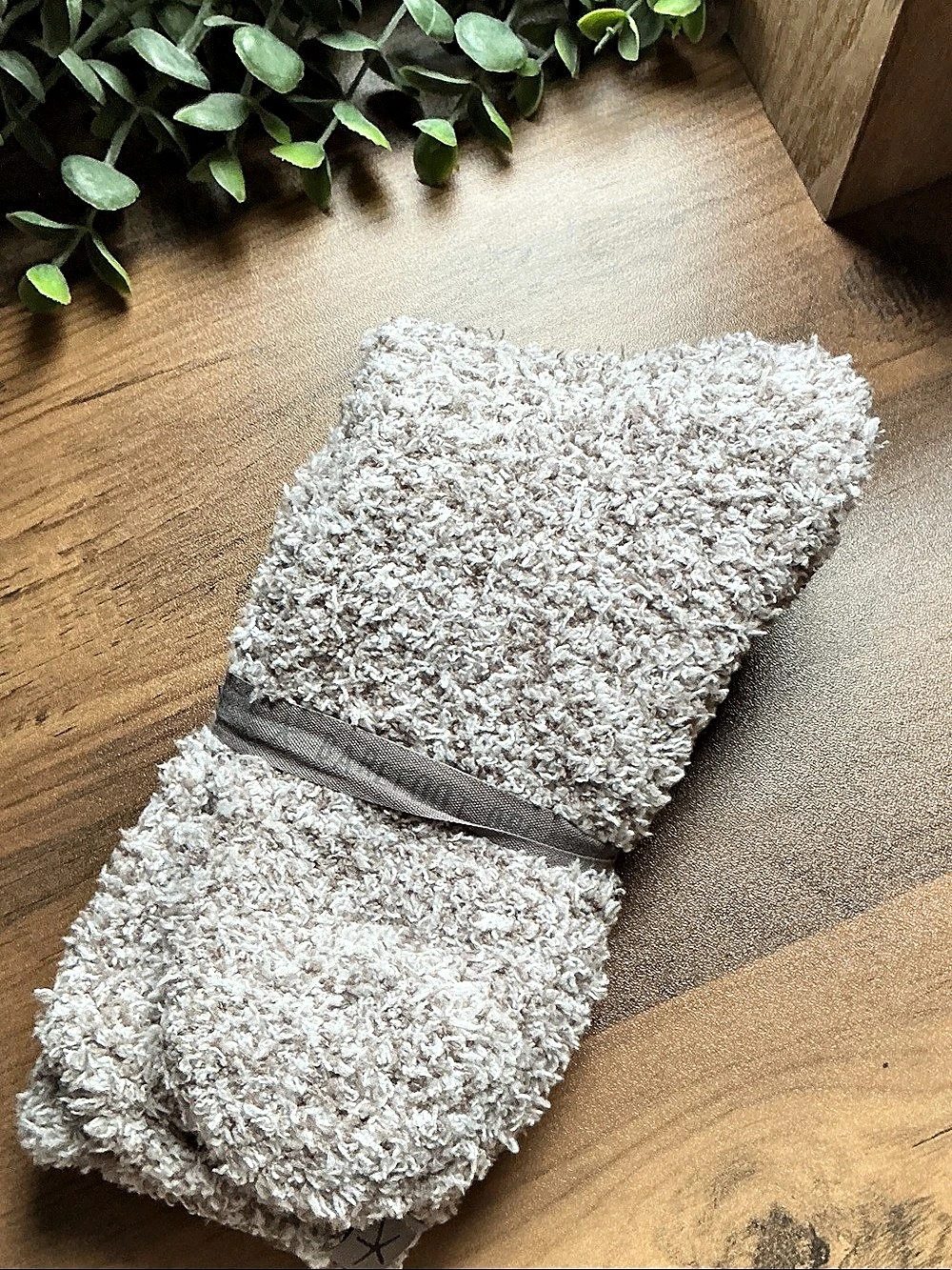 Barefoot Dreams CozyChic Heathered Socks Brown and white